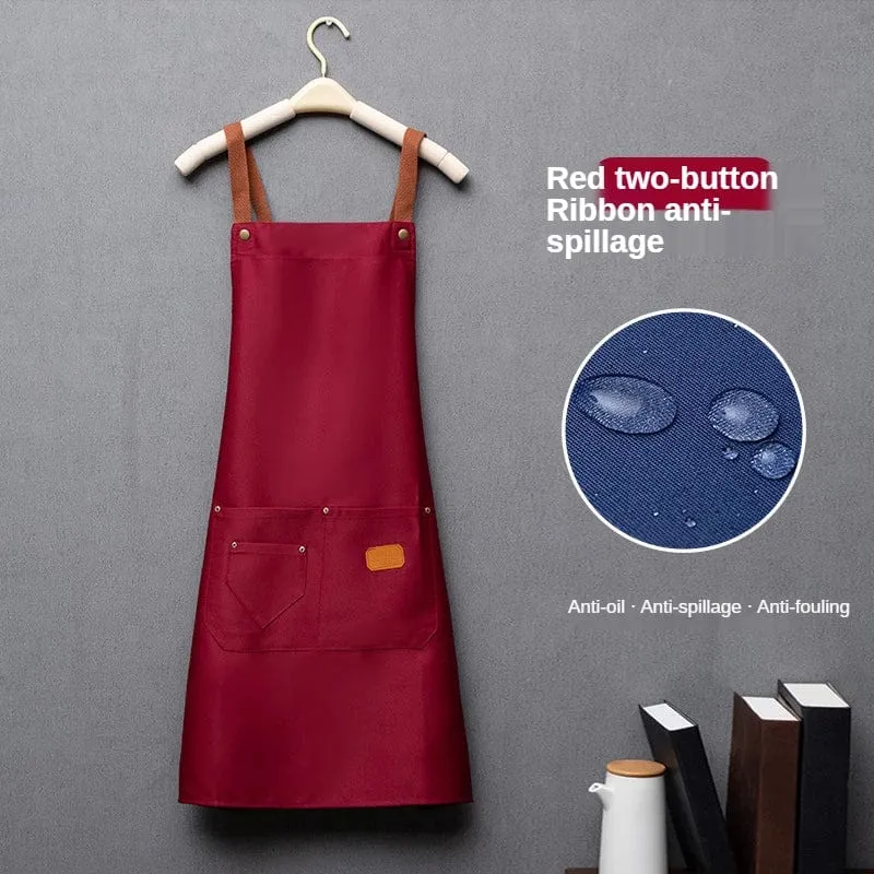 Tablier de cuisine unisexe en tissu non tissé - Bleu-vert - Pour chef, grill, restaurant