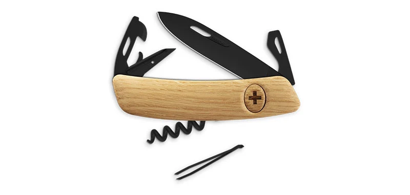 Couteau Suisse Swiza Bois de Chêre Lame Noir