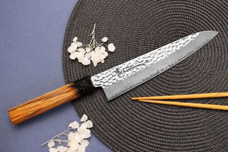 Couteau de chef 21cm japonais Sakai Takayuki Kashi Urushi VG10 damas