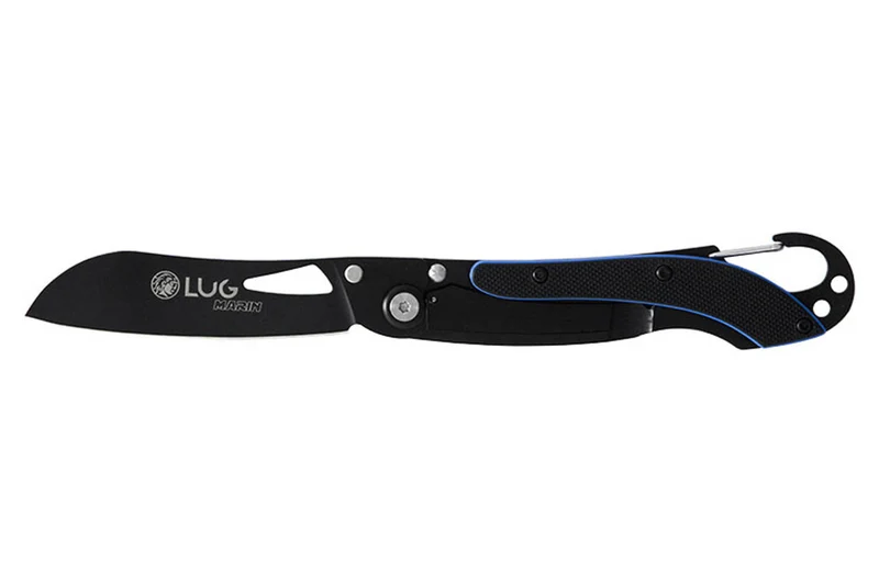 Couteau pliant LUG SP2TBB noir et bleu manche en G10 et acier 11,6cm avec mousqueton