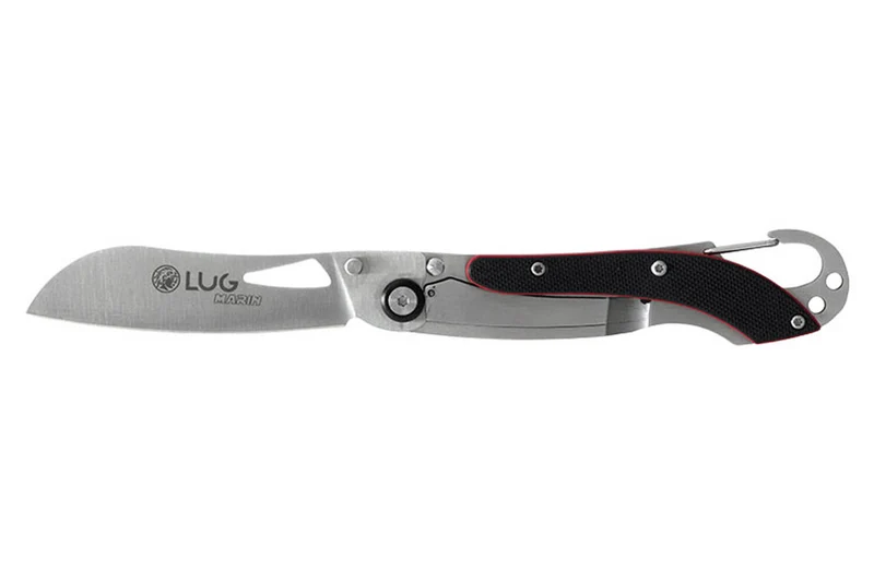 Couteau pliant LUG SP2SRB noir et rouge manche en G10 et acier 11,6cm avec mousqueton