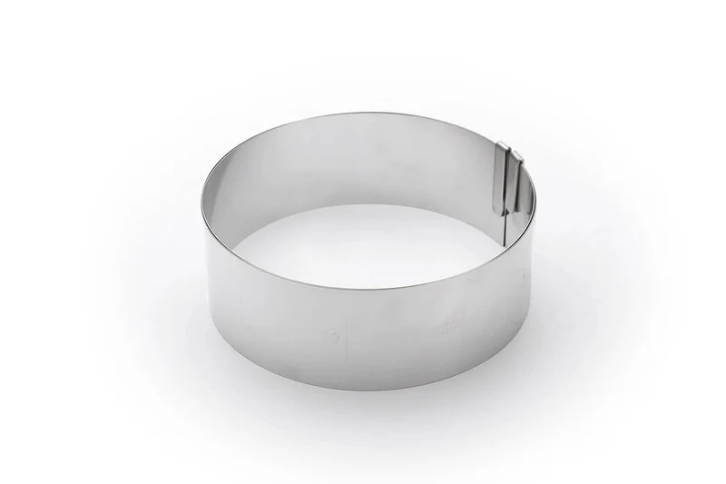 Cercle à entremets extensible De Buyer en inox hauteur 6,5cm - 18 à 36cm