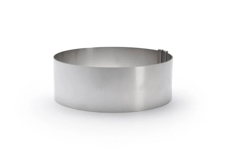 Cercle à entremets extensible De Buyer en inox hauteur 6,5cm - 18 à 36cm