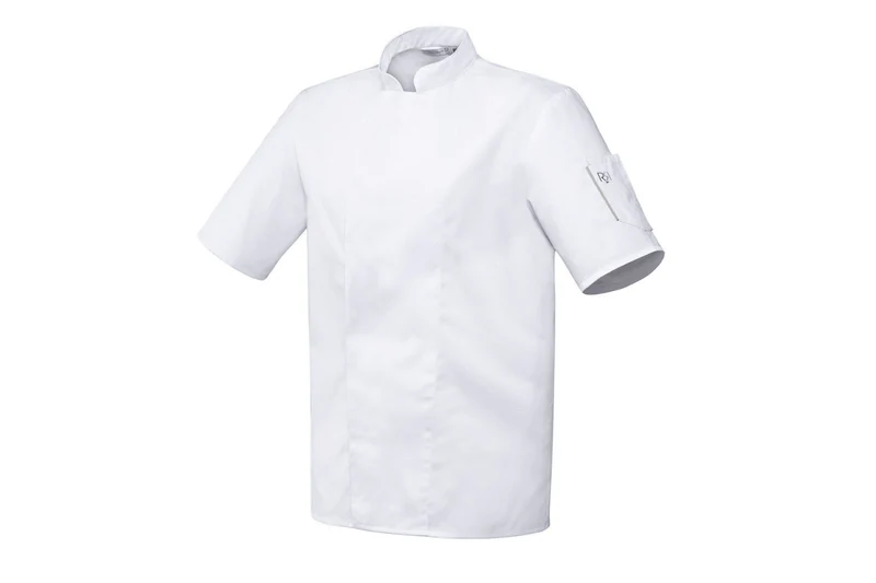 Veste de cuisine mixte Robur Nero blanche à manches courtes