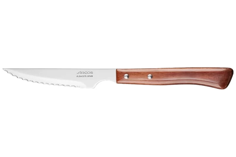 Coffret de 4 couteaux à steak/pizza Arcos lame dentelée 11cm manche en bois de hêtre compressé