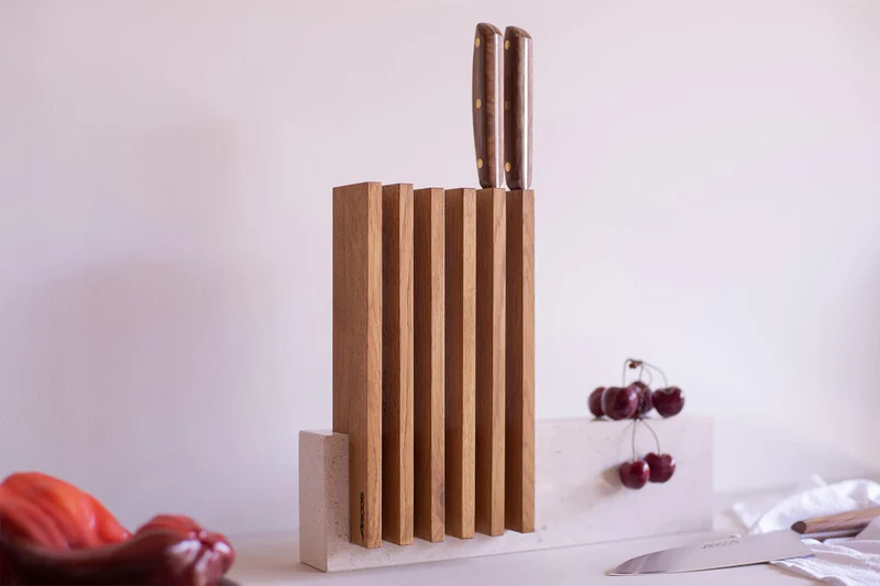 Bloc vide artisanal Arcos Petra en pierre et bois 28x36,4x7,8cm