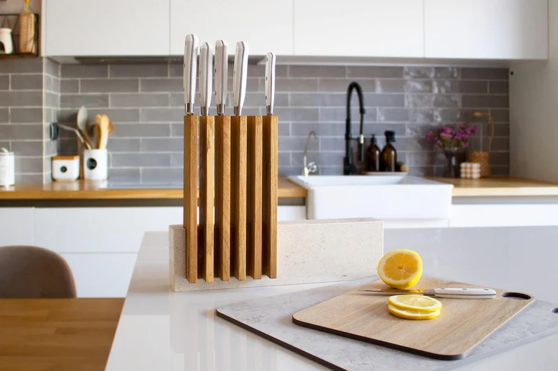 Bloc vide artisanal Arcos Petra en pierre et bois 28x36,4x7,8cm