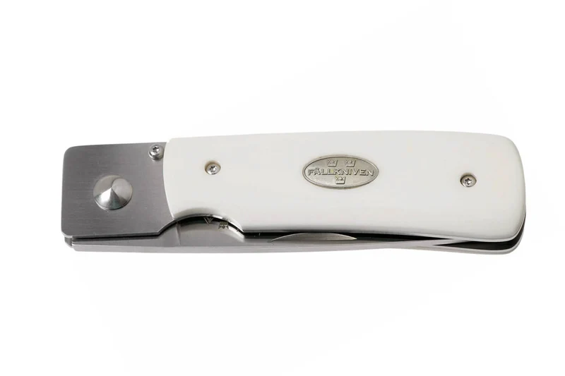 Couteau pliant Fallkniven RL1EY manche Elforyn imitation ivoire 9,5cm + étui en daim