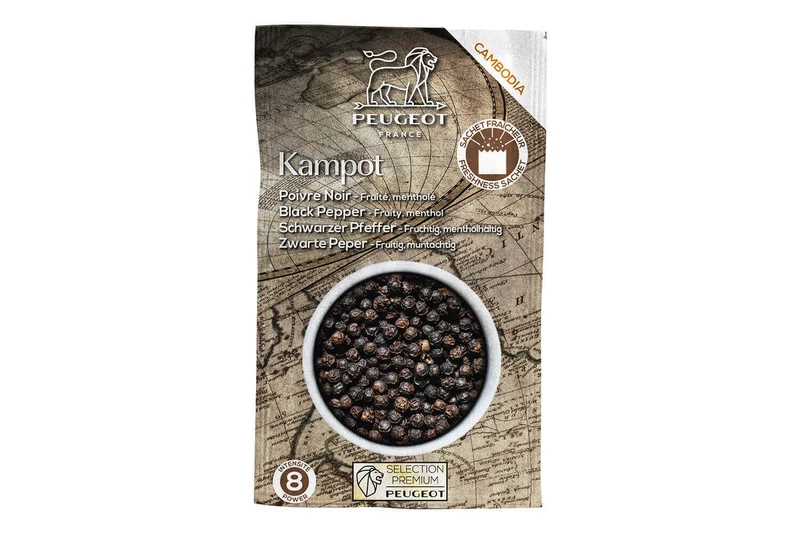 Coffret de 3 sachets fraîcheur Peugeot poivre noir Kampot du Cambodge - 3x20g