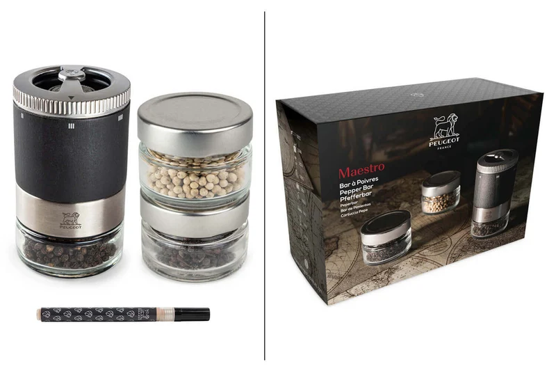 Coffret moulin à poivre Peugeot Maestro U'Select avec 3 réservoirs