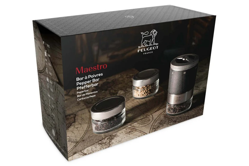 Coffret moulin à poivre Peugeot Maestro U'Select avec 3 réservoirs