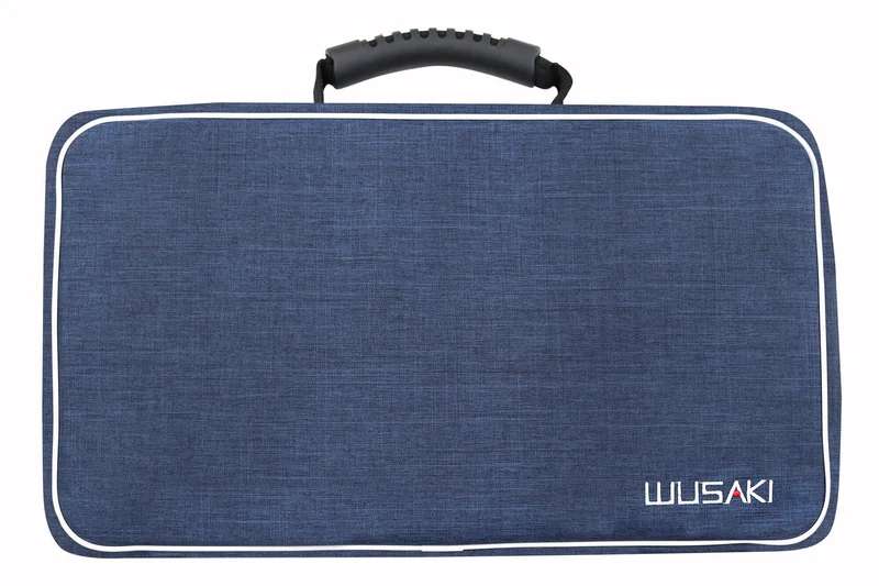 Mallette vide Wusaki bleue pour 21 couteaux et ustensiles + 1 grande poche de rangement