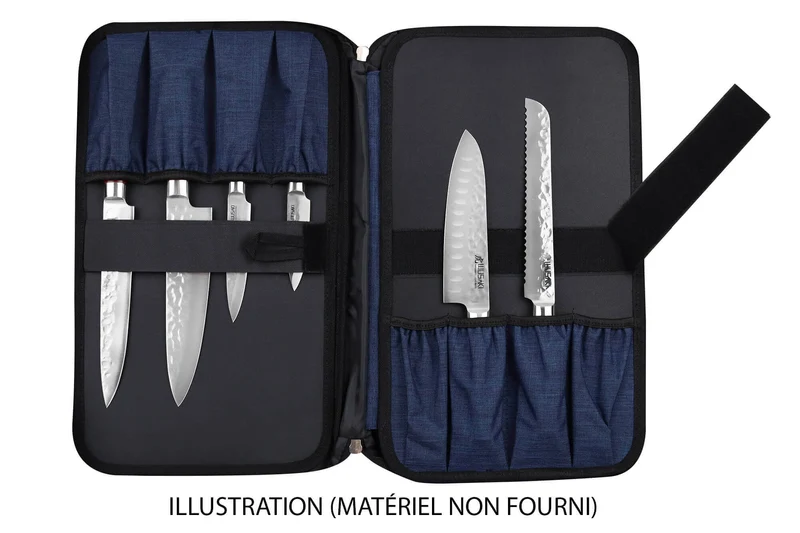 Mallette vide Wusaki bleue pour 21 couteaux et ustensiles + 1 grande poche de rangement