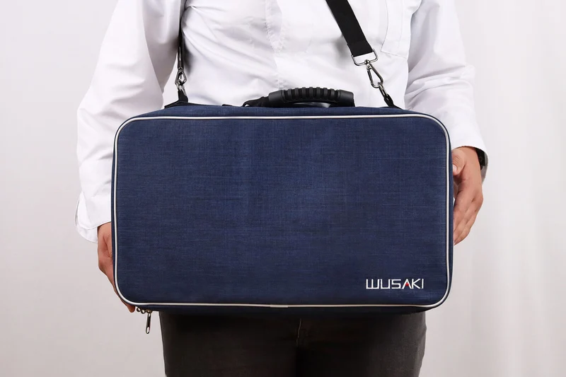 Mallette vide Wusaki bleue pour 21 couteaux et ustensiles + 1 grande poche de rangement