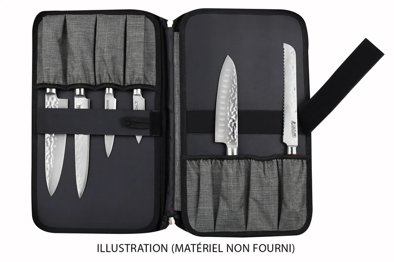 Mallette vide Wusaki grise pour 21 couteaux et ustensiles + 1 grande poche de rangement