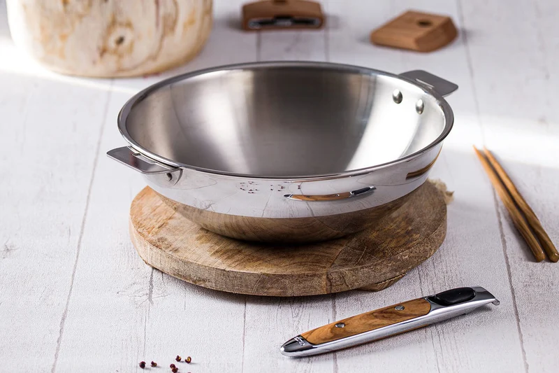 Wok Cristel Casteline amovible en inox 3 plis