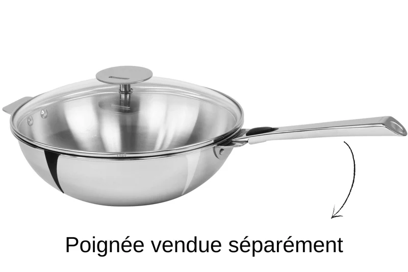 Wok Cristel Casteline amovible en inox 3 plis