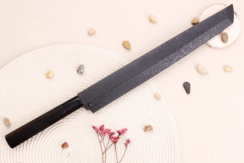 Couteau sakimaru takohiki japonais artisanal 27cm Sakai Takayuki Byakko manche en ébène + étui