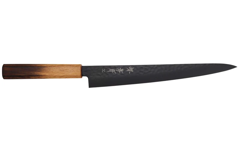 Couteau sujihiki 24cm japonais Sakai Takayuki Kurokage VG10 manche en chêne brûlé