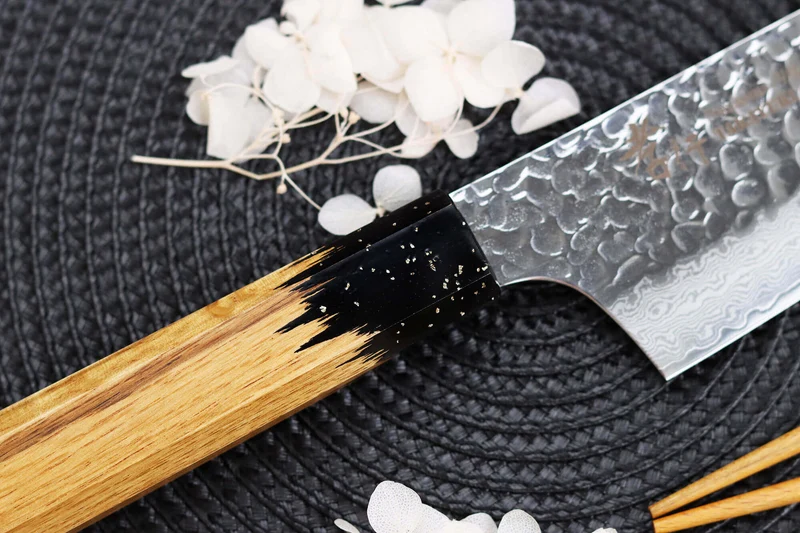 Couteau kiritsuke 19cm japonais Sakai Takayuki Kashi Urushi VG10 damas