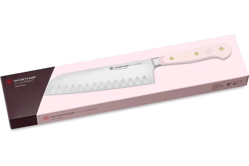 Couteau santoku Wusthof Classic Colour Pink Himalayan Salt forgé lame alvéolée 17cm