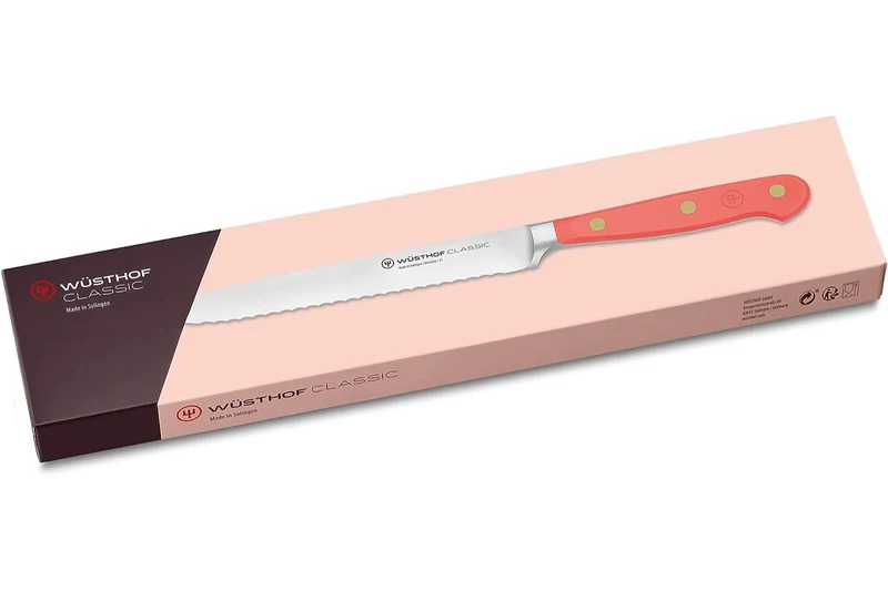 Couteau à saucisson Wusthof Classic Colour Coral Peach forgé lame crantée 14cm