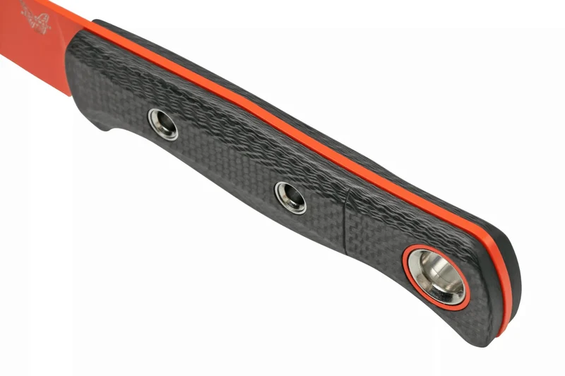 Couteau Benchmade Meatcrafter 15500OR-2 lame orange 15,4cm manche aluminium/carbone gris + étui