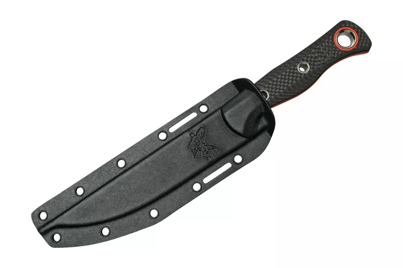 Couteau Benchmade Meatcrafter 15500OR-2 lame orange 15,4cm manche aluminium/carbone gris + étui