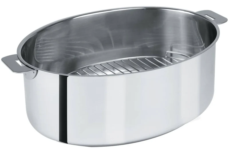 Faitout ovale Cristel Mutine amovible 30cm + grille en inox et couvercle en verre