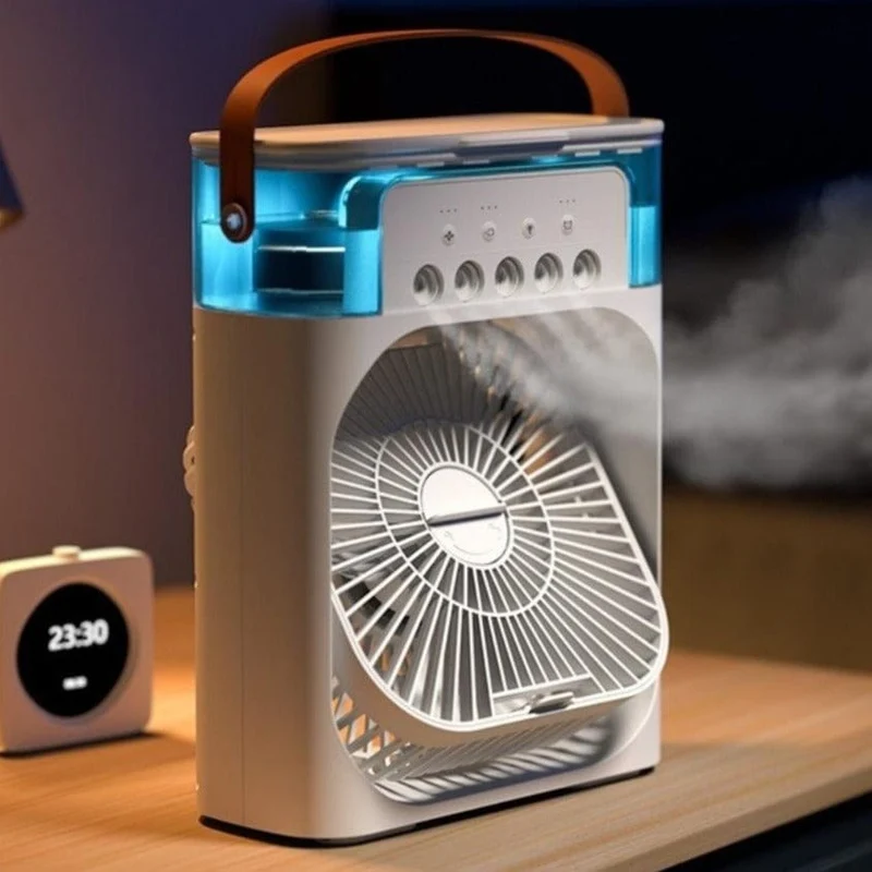Mini Rafraîchisseur d'Air 3-en-1 — Ventilateur, Brumisateur, Humidificateur (USB)