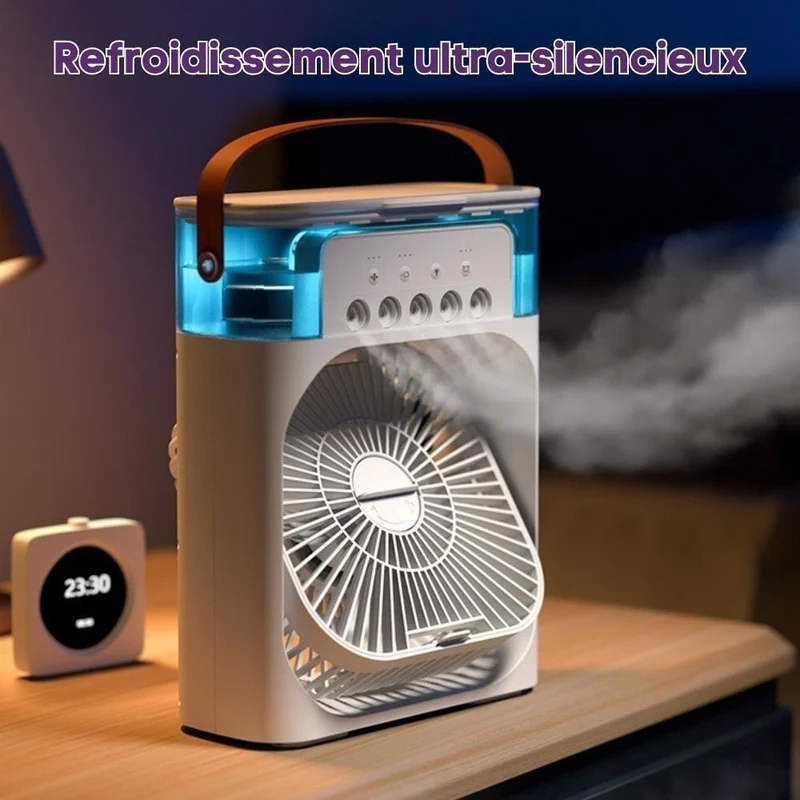Mini Rafraîchisseur d'Air 3-en-1 — Ventilateur, Brumisateur, Humidificateur (USB)