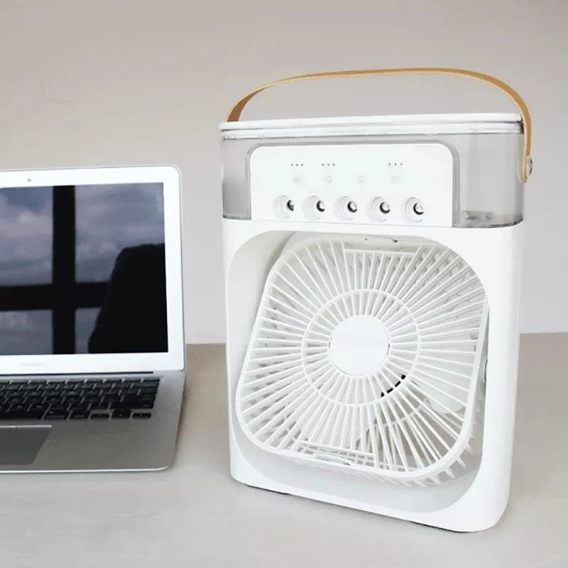 Mini Rafraîchisseur d'Air 3-en-1 — Ventilateur, Brumisateur, Humidificateur (USB)