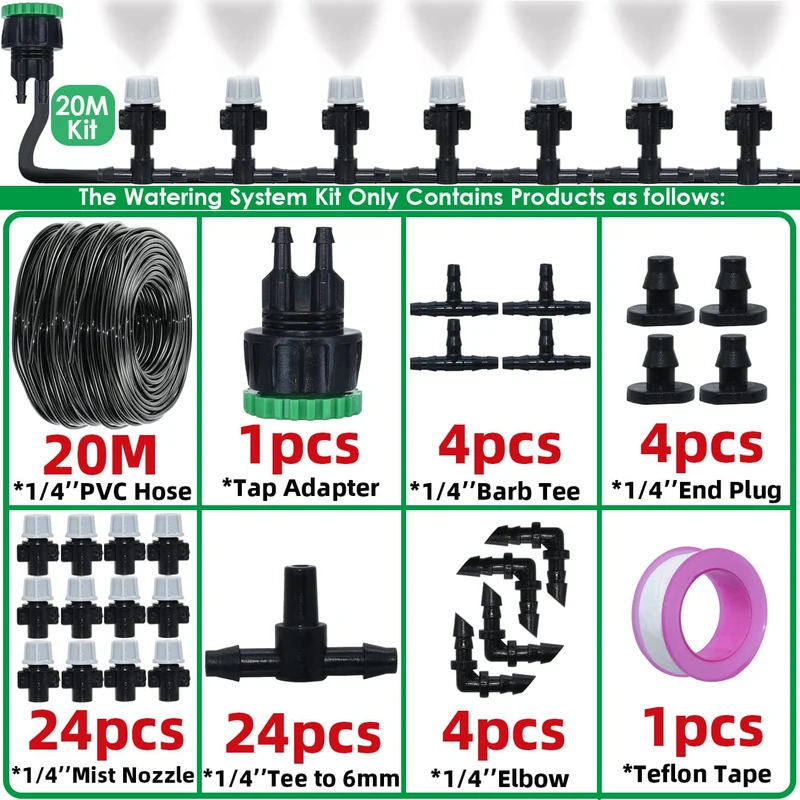 Brumisateur Extérieur — Kit Arrosage et Rafraîchissement Jardin | Buses Réglables 1/4″