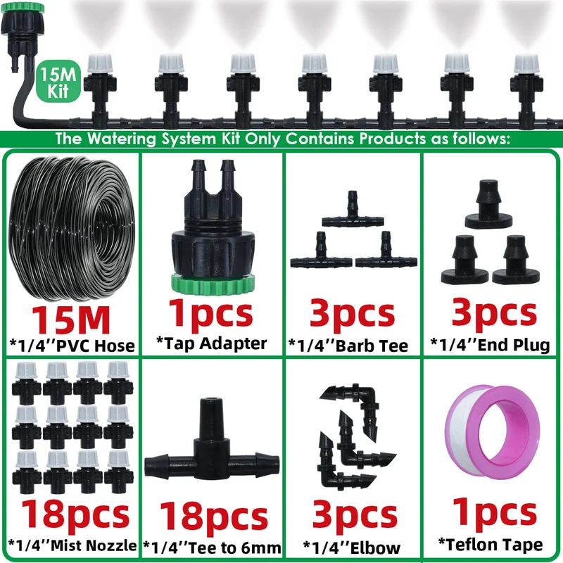 Brumisateur Extérieur — Kit Arrosage et Rafraîchissement Jardin | Buses Réglables 1/4″