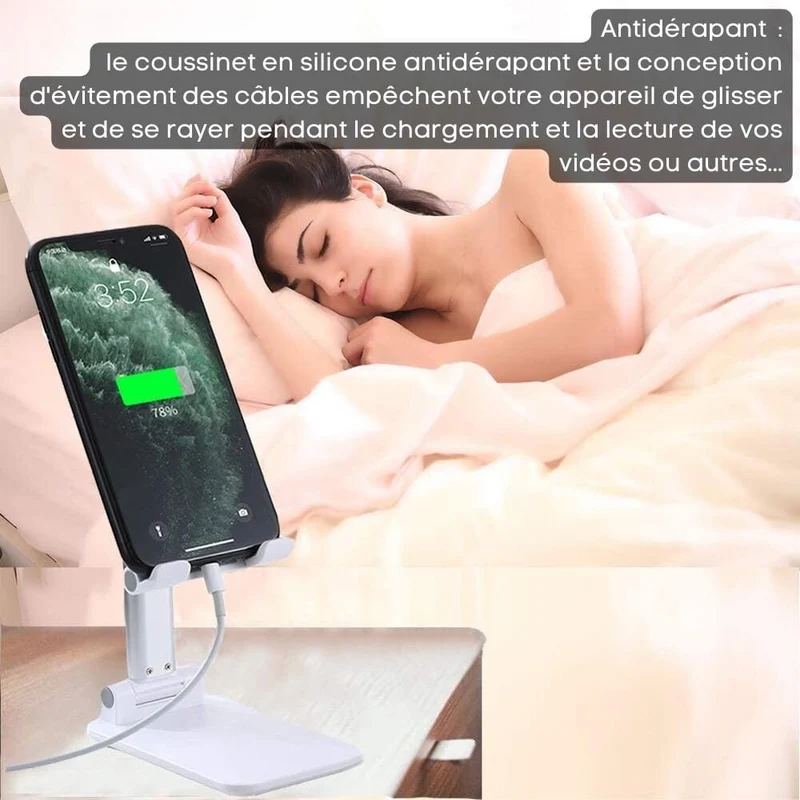 Support Smartphone et Tablette Compact Pliable et Ajustable