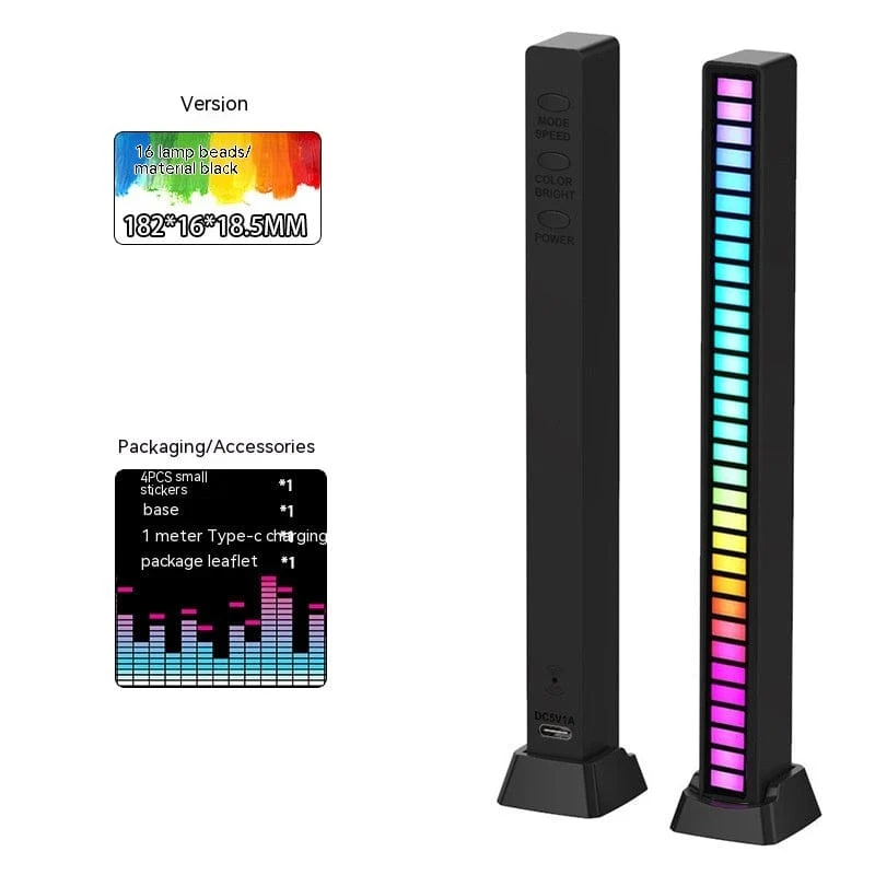 Barre lumineuse LED 16 ou 32 LED RGB pour lumières d'ambiance et musique