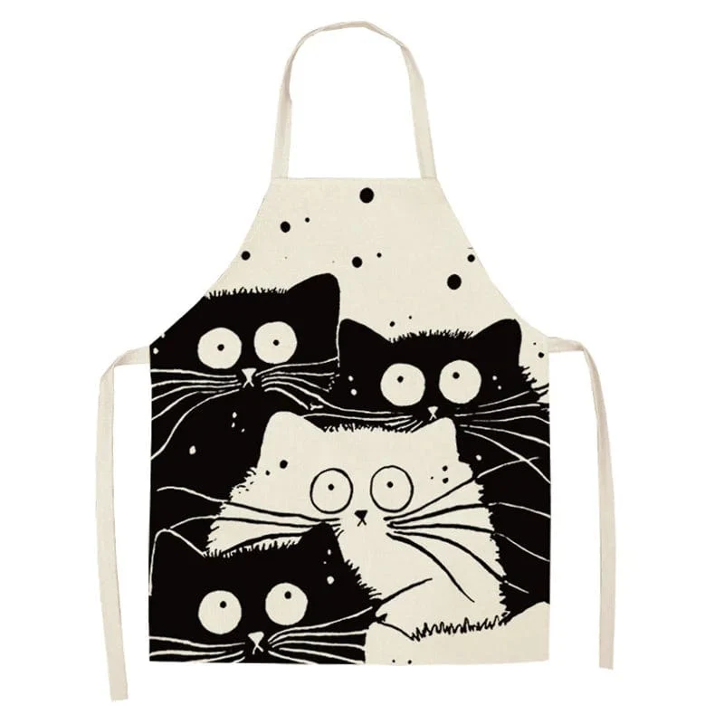 Tablier de Cuisine Chat Mignon en Lin sans Manches