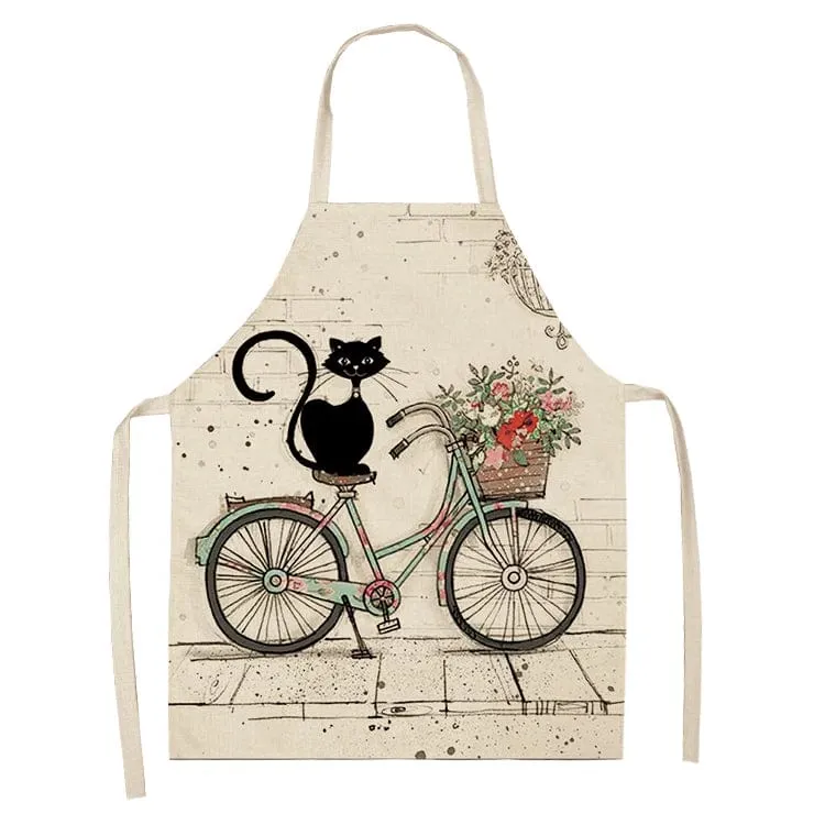 Tablier de Cuisine Chat Japonais en Lin - Meow