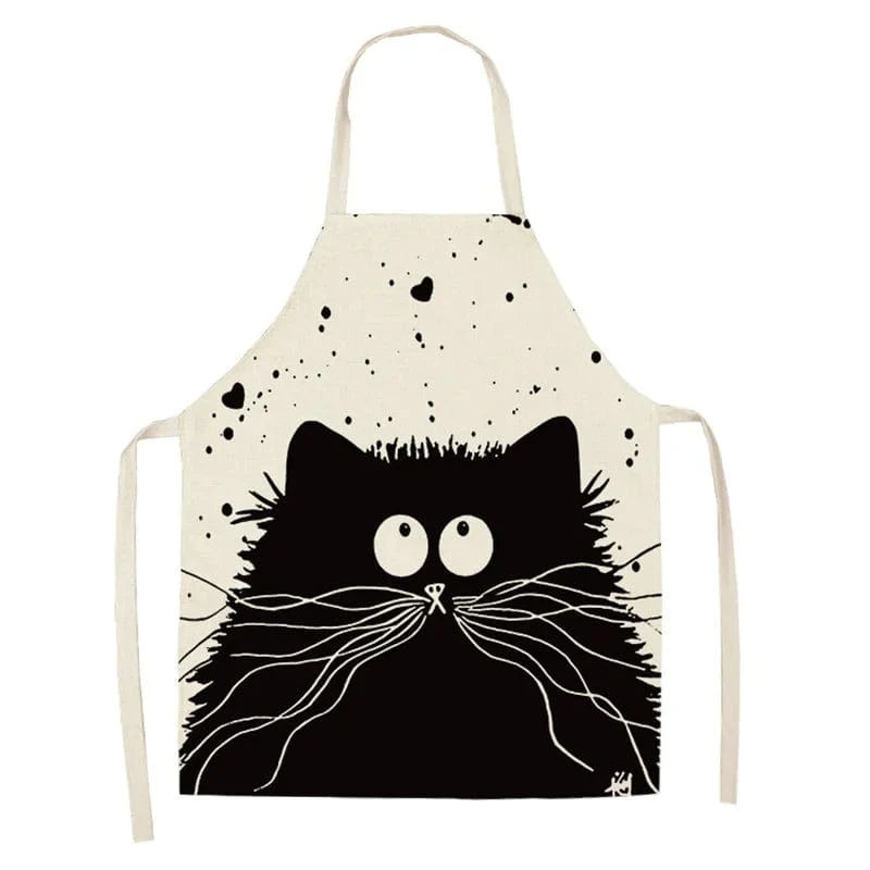 Tablier de Cuisine Chat Japonais en Lin - Meow