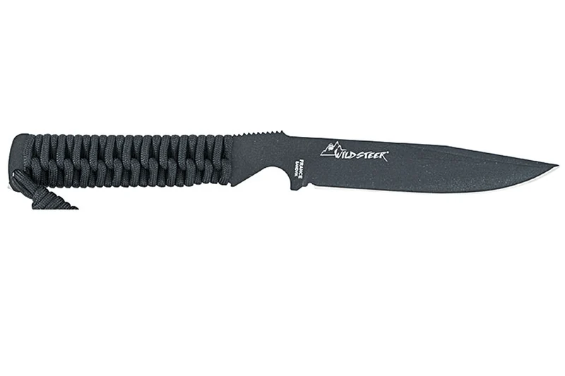 Couteau Wildsteer Wild Tech4 XL WT4XL3113 lame noire 11,5cm manche paracorde noire + étui en POM