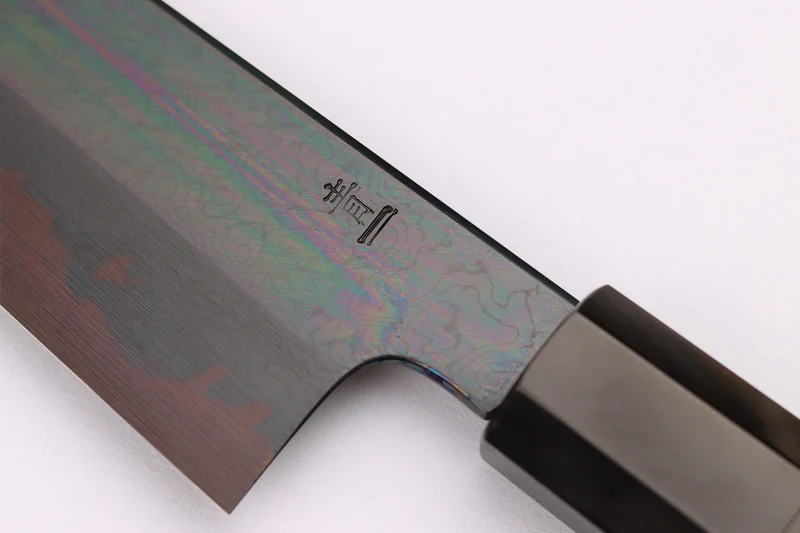 Couteau de chef japonais artisanal Kagekiyo Yoshikazu Tanaka Black Damas Aogami 21cm