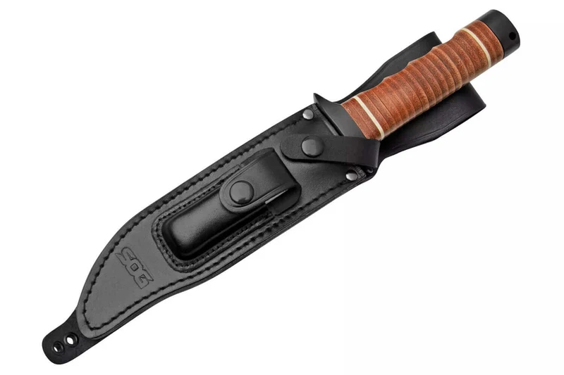 Couteau SOG Super Bowie SGSB1TL lame 19cm manche en cuir + étui en cuir