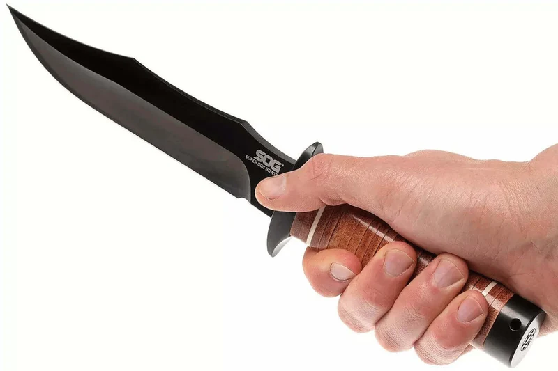 Couteau SOG Super Bowie SGSB1TL lame 19cm manche en cuir + étui en cuir