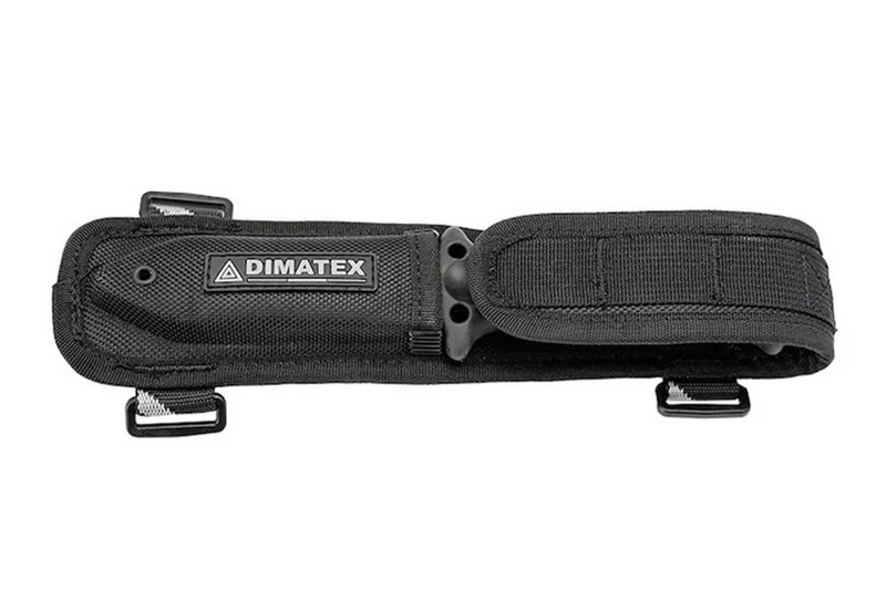 Couteau Wildsteer Spike SPI3213 lame tanto semi-dentée 9,5cm manche tactiprène noir + pommeau brise-vitre + étui nylon