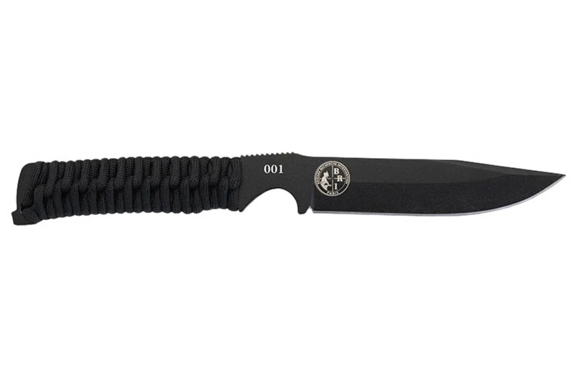 Couteau Wildsteer BRI BRI3113 lame noire 10,5cm manche paracorde noir + étui Kydex