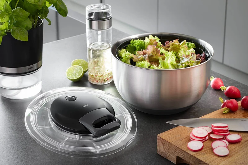 Essoreuse à salade Gefu Pullit en acier inoxydable - 25cm