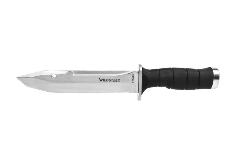 Couteau Wildsteer Krypton-B KRYB0115 lame 17,5cm manche Tactiprène noir avec pommeau de frappe + étui POM