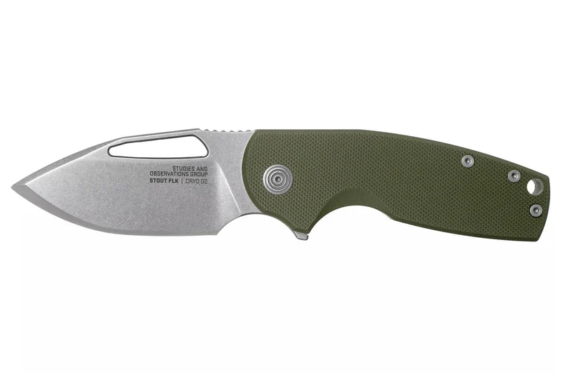 Couteau pliant SOG STOUT FLK SGSTOUTGR manche en acier inox/G10 olive 9,6cm