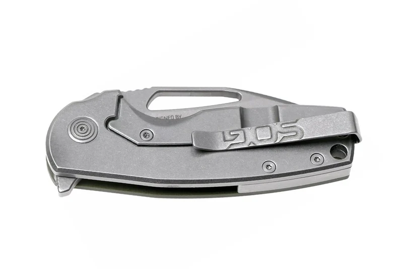 Couteau pliant SOG STOUT FLK SGSTOUTGR manche en acier inox/G10 olive 9,6cm
