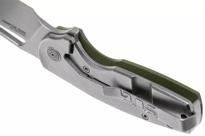 Couteau pliant SOG STOUT FLK SGSTOUTGR manche en acier inox/G10 olive 9,6cm